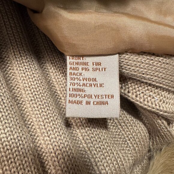 Trés Jolie Suede, Fur and Wool Blend Vest in Tan Large - Picture 9 of 10